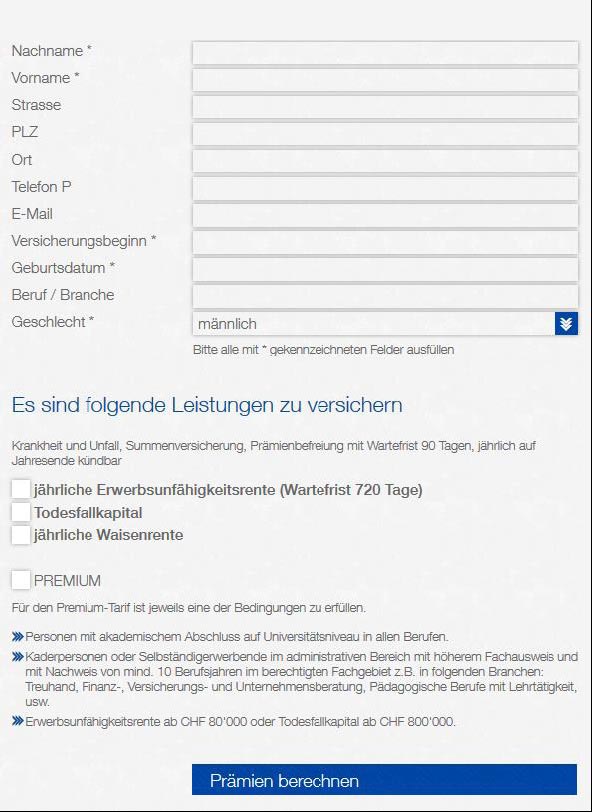 Online Prämienrechner